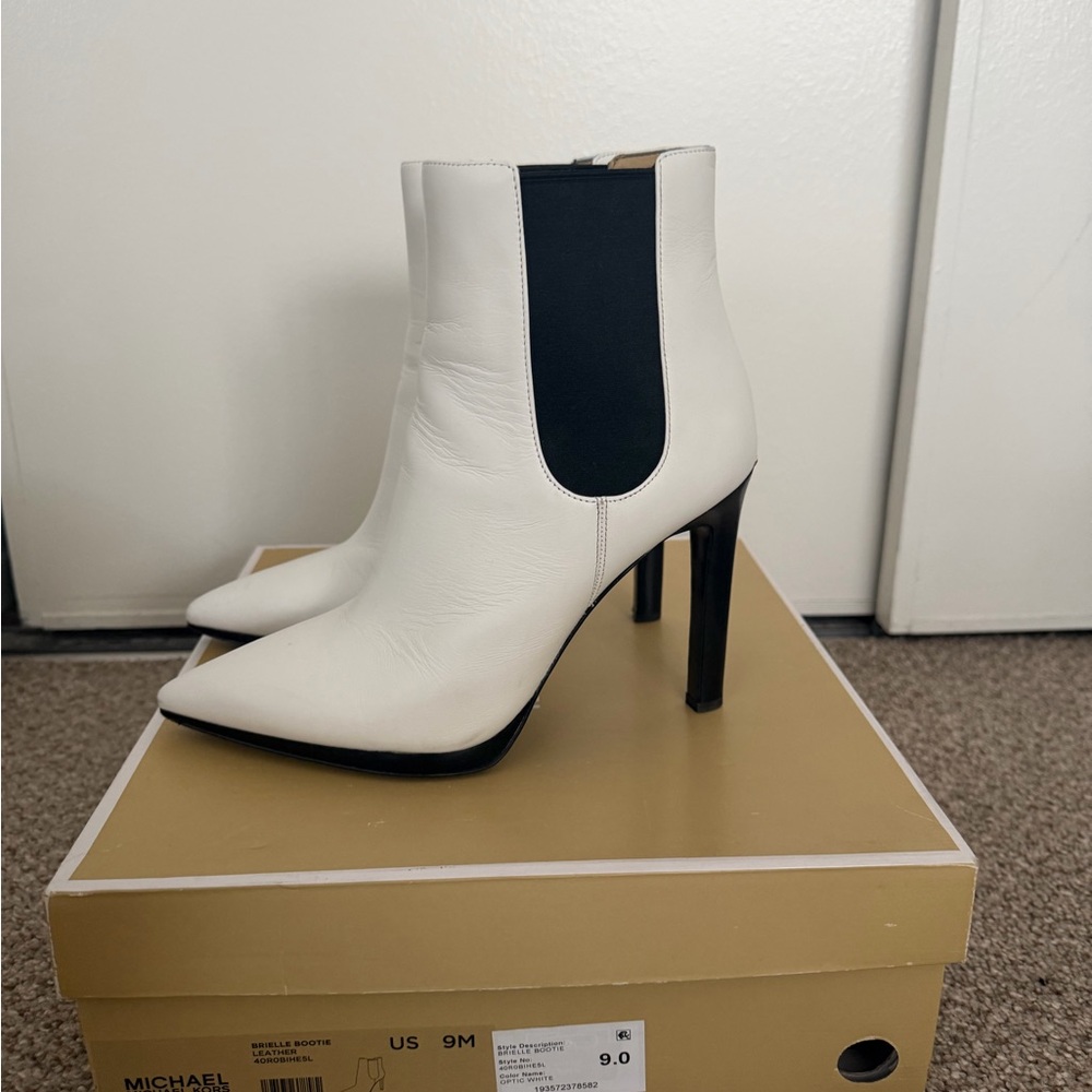 Michael Kors Black and White Heeled Ankle Boots